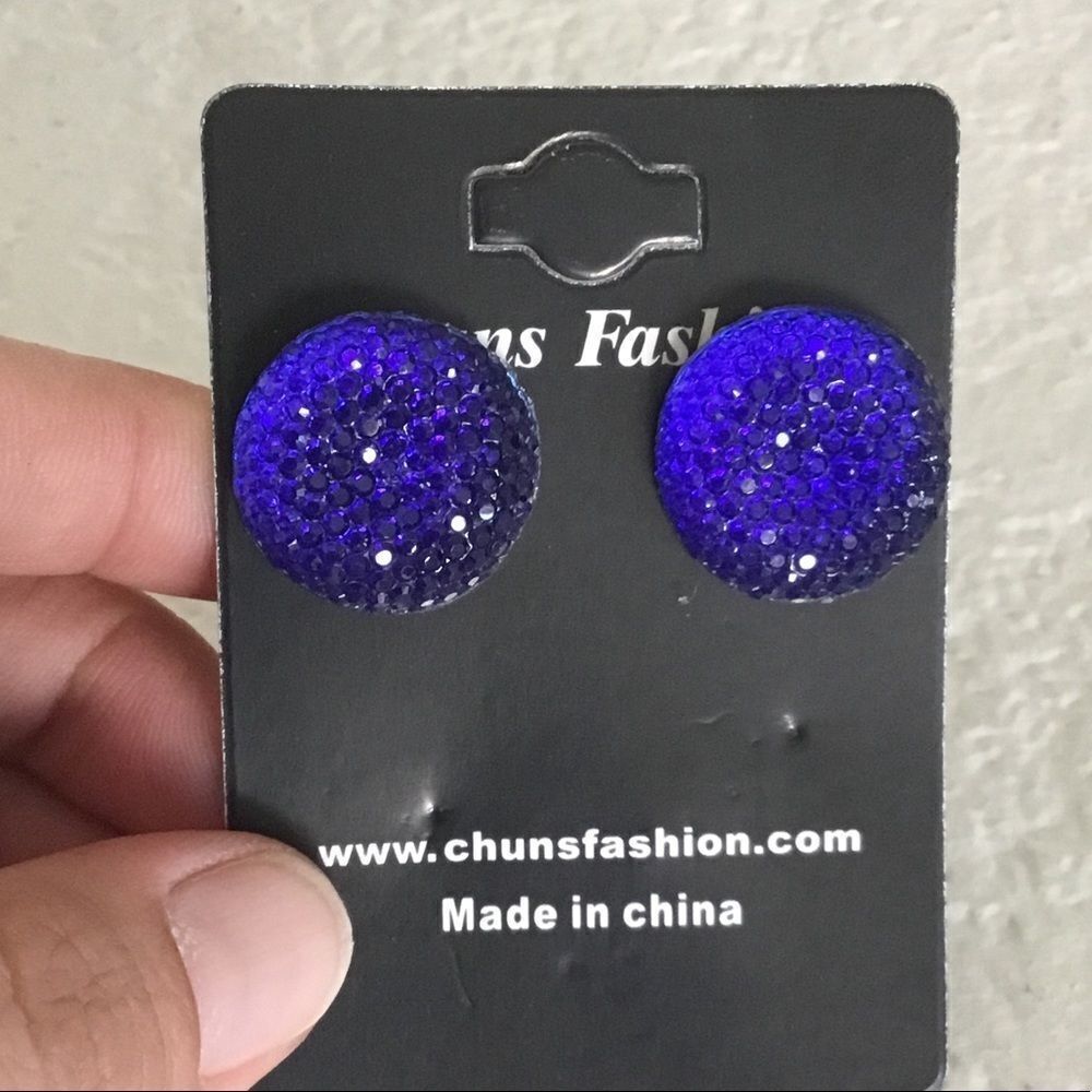 Large Textured Gem Cluster Stud Earrings (H15)